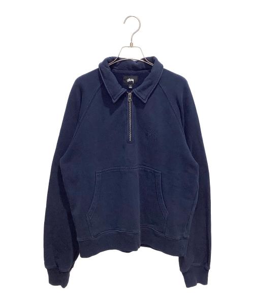 stussy（ステューシー）stussy (ステューシー) ハーフジップスウェット ネイビー サイズ:Sの古着・服飾アイテム