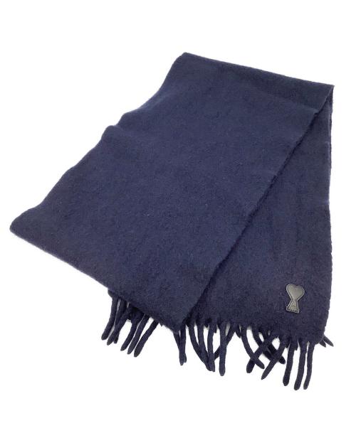 AMI Alexandre Mattiussi（アミアレクサンドルマテュッシ）AMI Alexandre Mattiussi (アミアレクサンドルマテュッシ) LEATHER PATCH SCARF ネイビーの古着・服飾アイテム