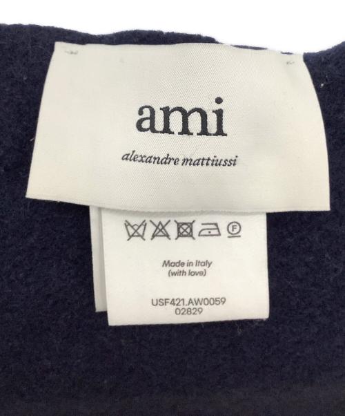 AMI Alexandre Mattiussi（アミアレクサンドルマテュッシ）AMI Alexandre Mattiussi (アミアレクサンドルマテュッシ) LEATHER PATCH SCARF ネイビーの古着・服飾アイテム