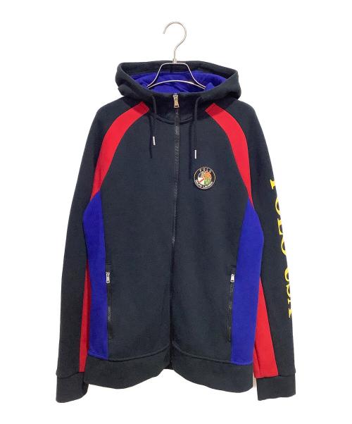 POLO RALPH LAUREN（ポロ・ラルフローレン）POLO RALPH LAUREN (ポロ・ラルフローレン) FZ HOOD M4 ski 92 ジップパーカー ブラック×レッド×レッド サイズ:Mの古着・服飾アイテム