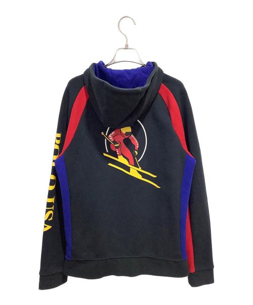 POLO RALPH LAUREN（ポロ・ラルフローレン）POLO RALPH LAUREN (ポロ・ラルフローレン) FZ HOOD M4 ski 92 ジップパーカー ブラック×レッド×レッド サイズ:Mの古着・服飾アイテム