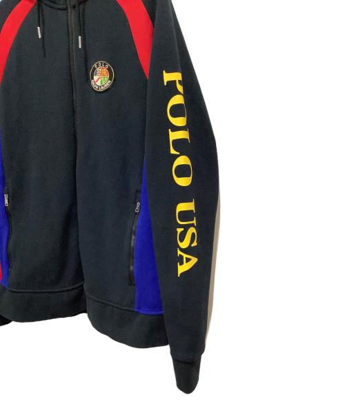 POLO RALPH LAUREN（ポロ・ラルフローレン）POLO RALPH LAUREN (ポロ・ラルフローレン) FZ HOOD M4 ski 92 ジップパーカー ブラック×レッド×レッド サイズ:Mの古着・服飾アイテム