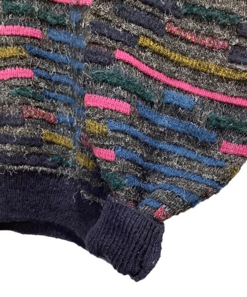 NANIBON（ナーニボン）NANIBON (ナーニボン) Vネック ジャガード ニット ネイビー×ピンク サイズ:52の古着・服飾アイテム