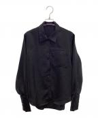 STUDIOUSステュディオス）の古着「Stretch Satin Shirt」｜ブラック