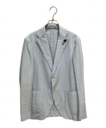 LARDINI（ラルディーニ）の古着「ストレッチリネンレーヨンライトウェイトシャツジャケット」｜スカイブルー