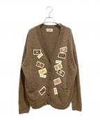 PINK HOUSEピンクハウス）の古着「ネームワッペン ニットカーディガン」｜ブラウン