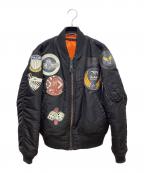 AVIREXアヴィレックス）の古着「TOP GUN MA-1 ジャケット」｜ブラック×オレンジ