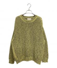 YOKE（ヨーク）の古着「MESH KNITTED CREWNECK SWEATER」｜イエロー