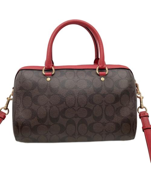COACH（コーチ）COACH (コーチ) シグネチャー 2WAYバッグ ブラウン×レッドの古着・服飾アイテム