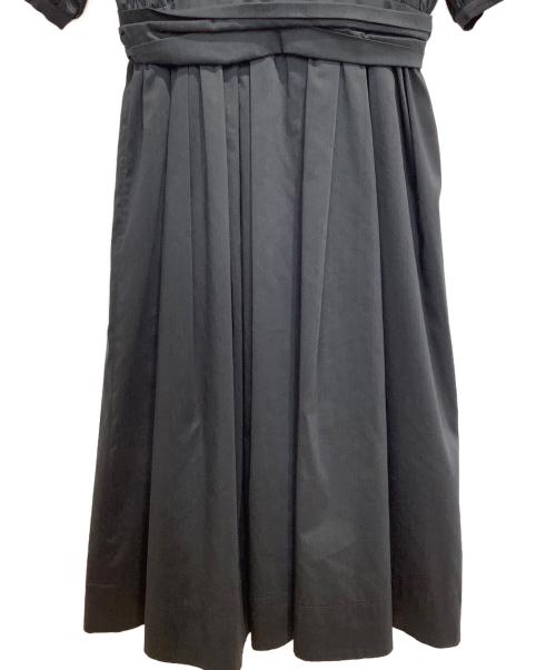 LANVIN en Bleu（ランバンオンブルー）LANVIN en Bleu (ランバンオンブルー) リネンブレンド パフスリーブ ギャザー ワンピース ネイビー サイズ:38の古着・服飾アイテム