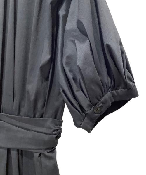 LANVIN en Bleu（ランバンオンブルー）LANVIN en Bleu (ランバンオンブルー) リネンブレンド パフスリーブ ギャザー ワンピース ネイビー サイズ:38の古着・服飾アイテム