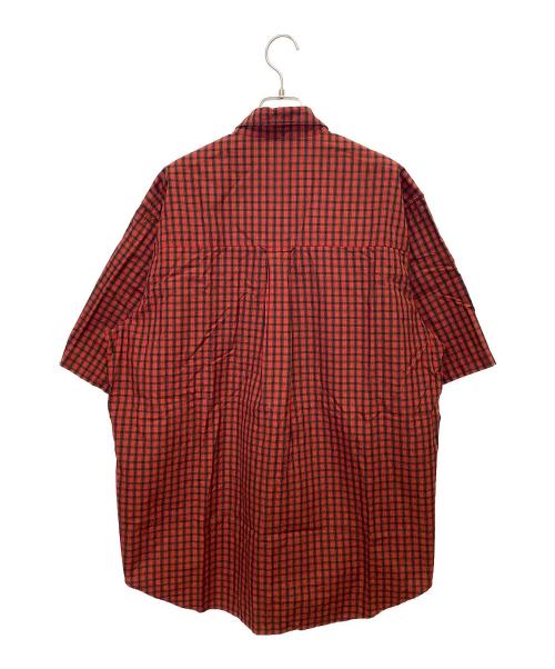 BALENCIAGA（バレンシアガ）BALENCIAGA (バレンシアガ) チェック ボタンダウン 半袖シャツ レッド サイズ:38の古着・服飾アイテム