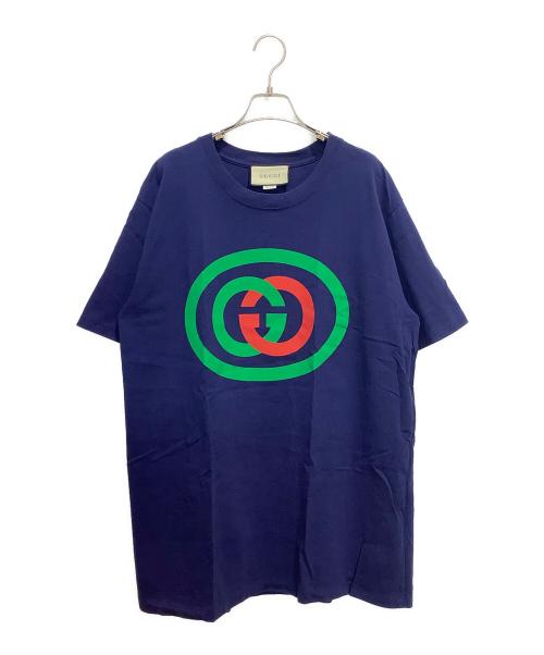 GUCCI（グッチ）GUCCI (グッチ) インターロッキング Tシャツ ネイビー サイズ:Mの古着・服飾アイテム