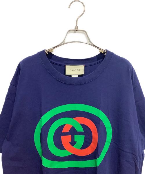 GUCCI（グッチ）GUCCI (グッチ) インターロッキング Tシャツ ネイビー サイズ:Mの古着・服飾アイテム