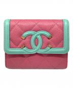 CHANELシャネル）の古着「2つ折り財布」｜ピンク×ブルー