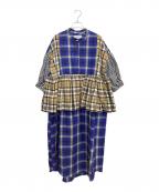 Vivienne Westwood RED LABELヴィヴィアンウエストウッドレッドレーベル）の古着「半袖ワンピース」｜ブラウン×ブルー