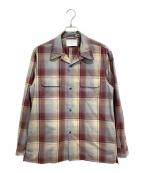 SUGARHILLシュガーヒル）の古着「OMBRE PLAID OPEN COLLAR BLOUSE」｜グレー×レッド