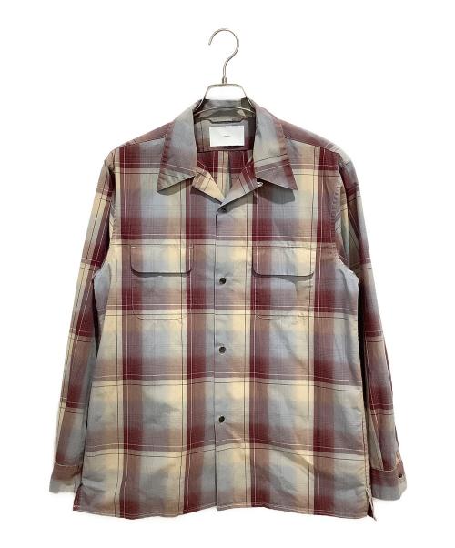 SUGARHILL（シュガーヒル）SUGARHILL (シュガーヒル) OMBRE PLAID OPEN COLLAR BLOUSE グレー×レッド サイズ:2の古着・服飾アイテム