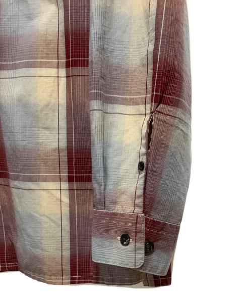 SUGARHILL（シュガーヒル）SUGARHILL (シュガーヒル) OMBRE PLAID OPEN COLLAR BLOUSE グレー×レッド サイズ:2の古着・服飾アイテム
