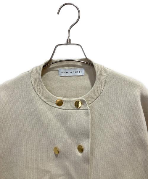 quaranciel（カランシエル）quaranciel (カランシエル) ノーカラー ダブル ボタン ジャケット カーディガン ベージュ サイズ:FREEの古着・服飾アイテム