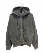stussyステューシー）の古着「BASIC STÜSSY ZIP HOODIE PIGMENT DYED」｜グレー