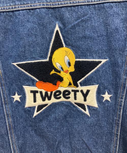 WARNER BROS（ワーナーブラザース）WARNER BROS (ワーナーブラザース) TWEETY デニムジャケット インディゴ サイズ:Lの古着・服飾アイテム