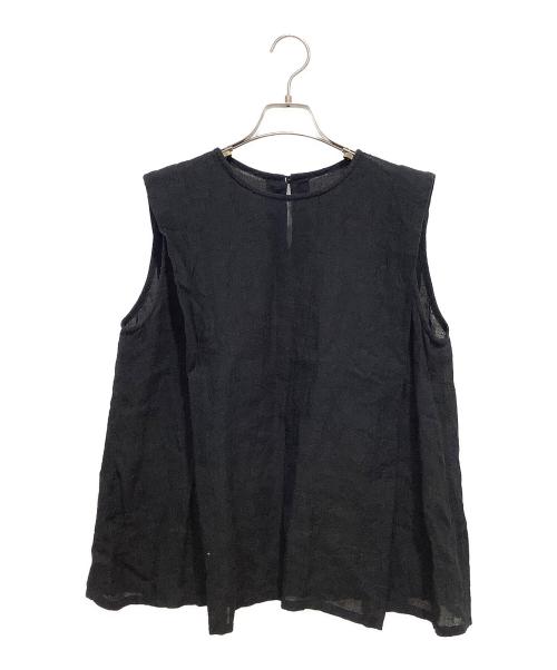 根々（ネネ）根々 (ネネ) ノースリーブ リネン ブラウス ブラック サイズ:-の古着・服飾アイテム