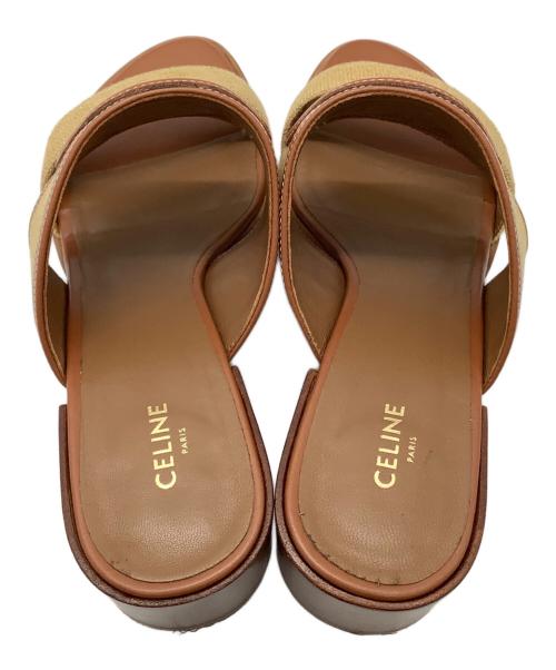 CELINE（セリーヌ）CELINE (セリーヌ) ミュール ブラウン×ナチュラル サイズ:37の古着・服飾アイテム