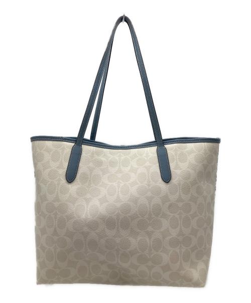 COACH（コーチ）COACH (コーチ) シグネチャー カレッジロゴ トートバッグ スカイブルーの古着・服飾アイテム