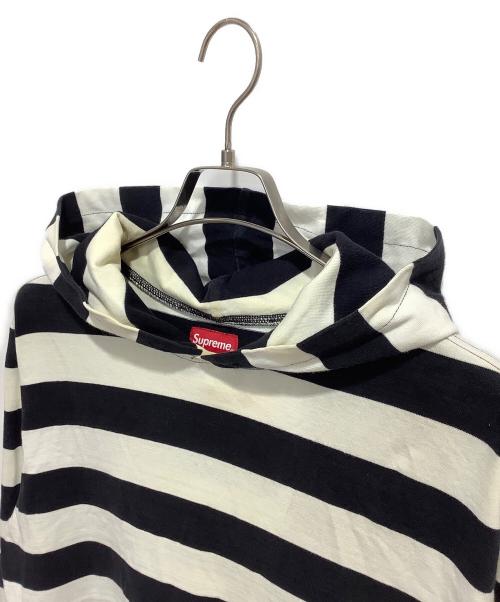 SUPREME（シュプリーム）Supreme (シュプリーム) Hooded L/S Striped Tee ブラック×ホワイト サイズ:XLの古着・服飾アイテム