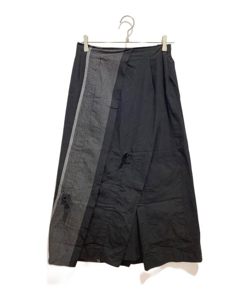 慈雨（ジウ）慈雨 (ジウ) 切替ロングスカート ブラック×グレー サイズ:40の古着・服飾アイテム