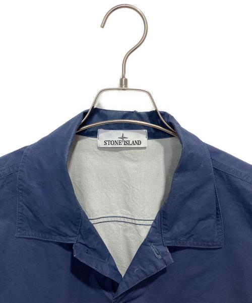 STONE ISLAND（ストーンアイランド）STONE ISLAND (ストーンアイランド) Stripe-Detail Marina Cotton Overshirt ブルー サイズ:Lの古着・服飾アイテム