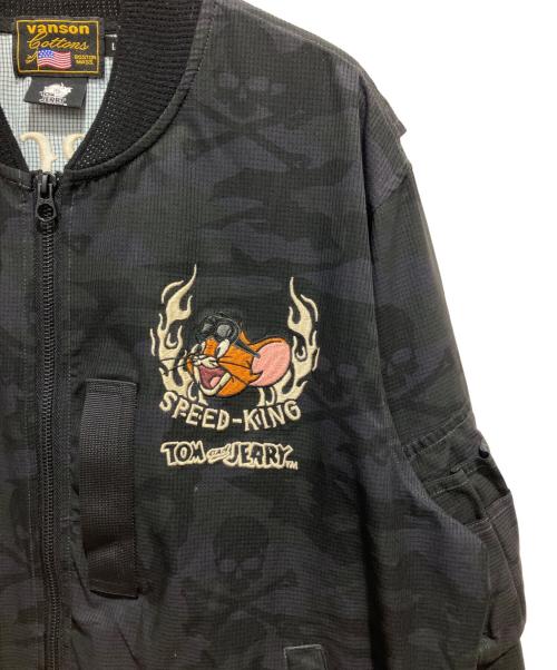 VANSON（バンソン）VANSON (バンソン) TOM＆JERRY MA-1ジャケット ブラック サイズ:Lの古着・服飾アイテム