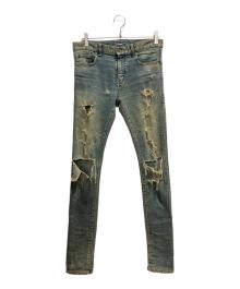 Saint Laurent Paris（サンローランパリ）の古着「デストロイ加工デニムパンツ」｜ブルー