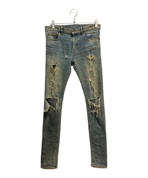 Saint Laurent Paris（サンローランパリ）Saint Laurent Paris (サンローランパリ) デストロイ加工デニムパンツ ブルー サイズ:29の古着・服飾アイテム