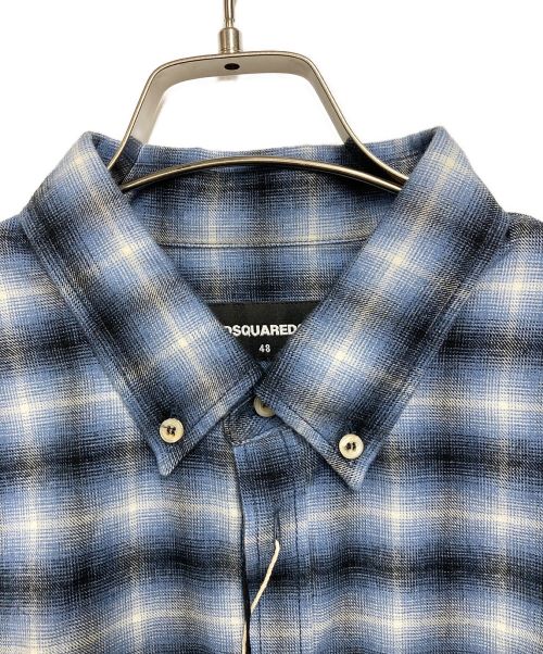 DSQUARED2（ディースクエアード）DSQUARED2 (ディースクエアード) チェックシャツ ブルー サイズ:48 未使用品の古着・服飾アイテム