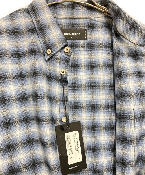 DSQUARED2（ディースクエアード）DSQUARED2 (ディースクエアード) チェックシャツ ブルー サイズ:48 未使用品の古着・服飾アイテム
