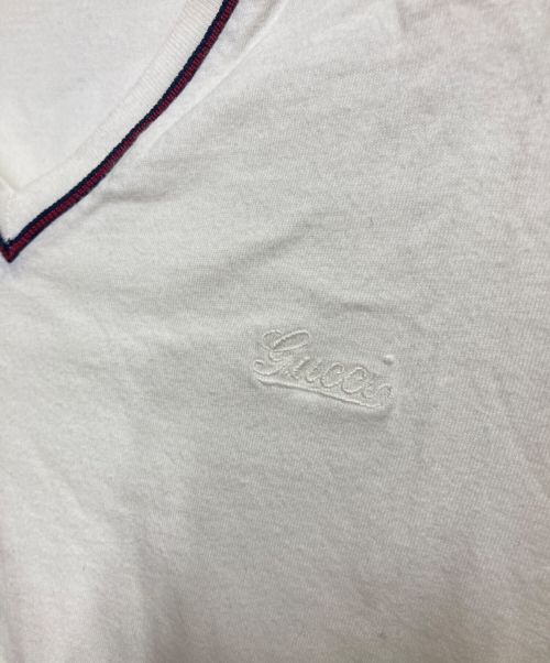 GUCCI（グッチ）GUCCI (グッチ) VネックTシャツ ホワイト サイズ:XLサイズの古着・服飾アイテム