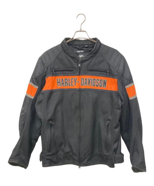 HARLEY-DAVIDSON（ハーレーダビッドソン）HARLEY-DAVIDSON (ハーレーダビッドソン) バイカージャケット ブラック×オレンジ サイズ:XLサイズの古着・服飾アイテム