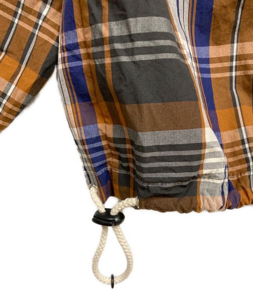 KEBOZ（ケボズ）KEBOZ (ケボズ) CHECK HALF ZIP-UP HOODED SHIRT ブラウン サイズ:Mの古着・服飾アイテム