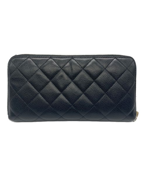 CHANEL（シャネル）CHANEL (シャネル) ラウンドファスナー長財布 ブラックの古着・服飾アイテム