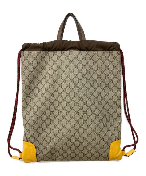 GUCCI（グッチ）GUCCI (グッチ) ドローストリングナップサック ブラウン×イエローの古着・服飾アイテム
