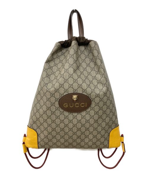 GUCCI（グッチ）GUCCI (グッチ) ドローストリングナップサック ブラウン×イエローの古着・服飾アイテム