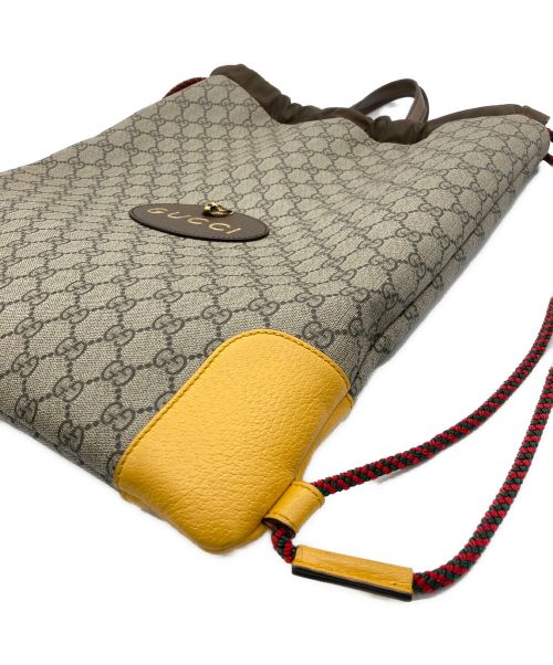 GUCCI（グッチ）GUCCI (グッチ) ドローストリングナップサック ブラウン×イエローの古着・服飾アイテム