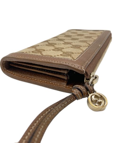 GUCCI（グッチ）GUCCI (グッチ) Ｌ字ファスナー長財布 ベージュ×ブラウンの古着・服飾アイテム