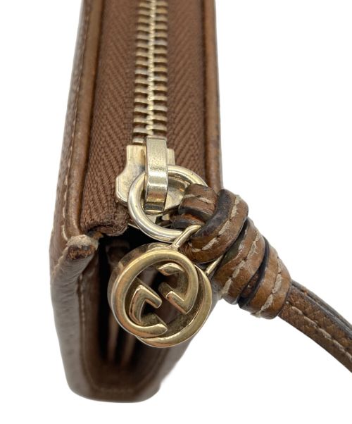 GUCCI（グッチ）GUCCI (グッチ) Ｌ字ファスナー長財布 ベージュ×ブラウンの古着・服飾アイテム