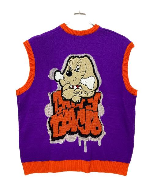 GALFY CRUTCH BRAND（ガルフィークラッチブランド）GALFY CRUTCH BRAND (ガルフィークラッチブランド) ニットベスト パープル×オレンジ サイズ:Lサイズの古着・服飾アイテム