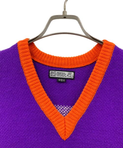 GALFY CRUTCH BRAND（ガルフィークラッチブランド）GALFY CRUTCH BRAND (ガルフィークラッチブランド) ニットベスト パープル×オレンジ サイズ:Lサイズの古着・服飾アイテム
