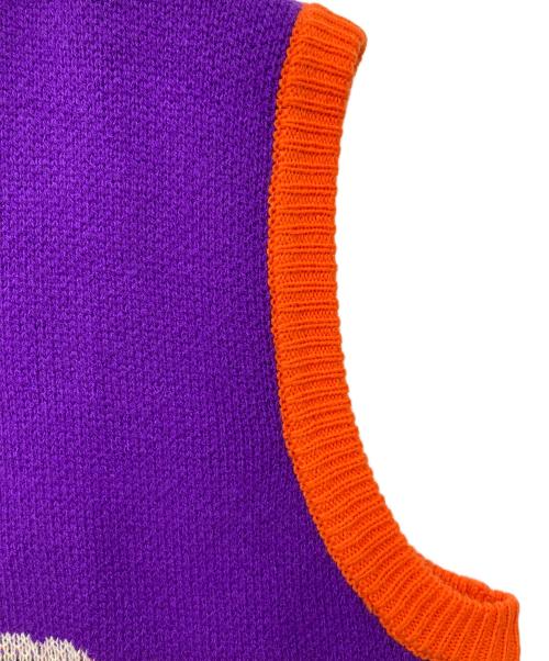 GALFY CRUTCH BRAND（ガルフィークラッチブランド）GALFY CRUTCH BRAND (ガルフィークラッチブランド) ニットベスト パープル×オレンジ サイズ:Lサイズの古着・服飾アイテム