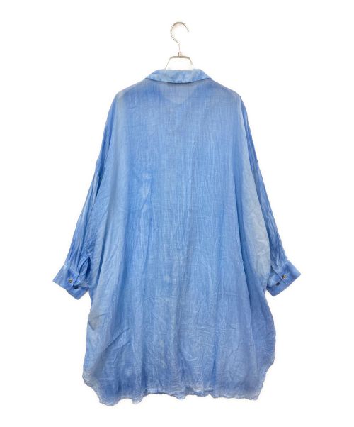 mizuiro-ind（ミズイロインド）mizuiro-ind (ミズイロインド) シャツワンピース ブルー×ホワイト サイズ:FREEの古着・服飾アイテム